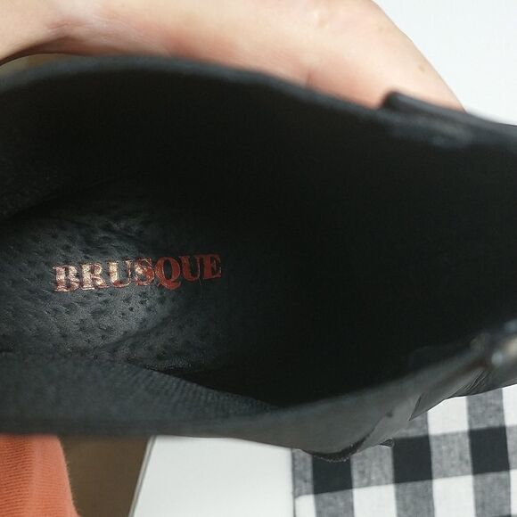 Brusque Womens Chelsea Booties Black Block Heel Almond Toe Pull On 10.5 EUR 41 - Picture 6 of 10